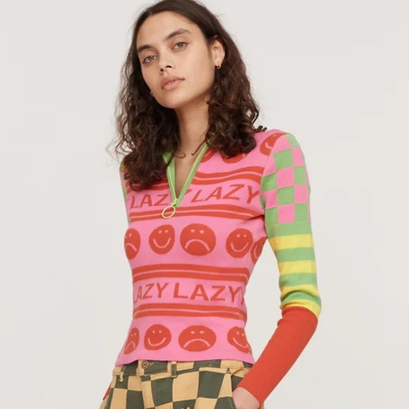 Lazy Oaf Sweaters - Lazy Oaf Zip-Neck Pullover Jumper Knit Sweater Size 4 Excellent Condition!